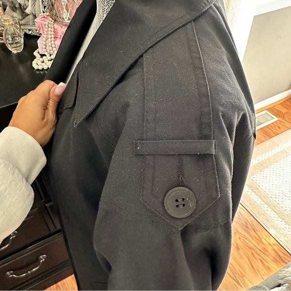 Vintage London Fog Black Trench Coat with Plaid Lining Belted Size 14 Petite - Picture 8 of 15